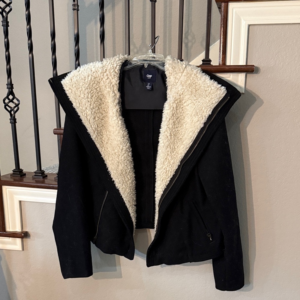 GAP Black Jacket with Cream Sherpa Lining